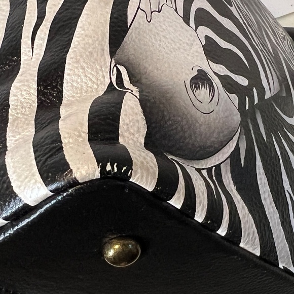 Anuschka Purse Genuine Leather Hand Painted Zebra Purse Bag Crossbody - Picture 16 of 16